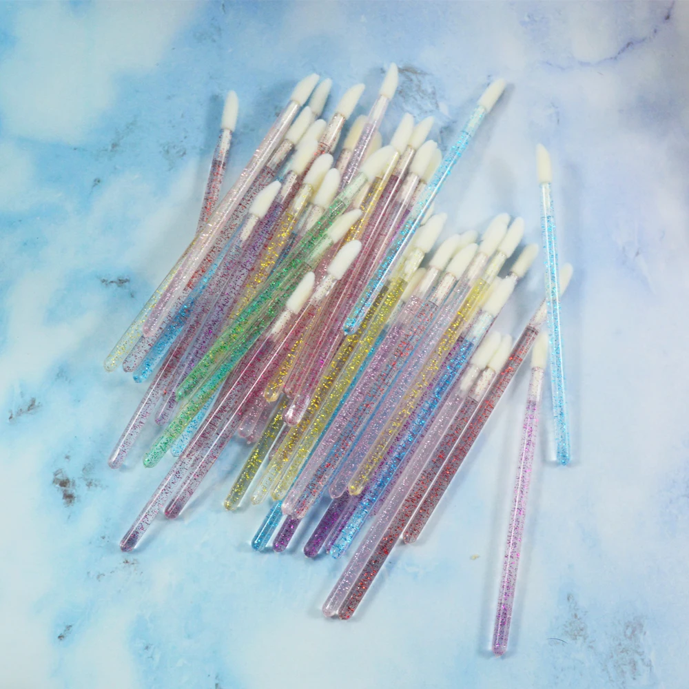 50 Uds. De pinceles desechables de cristal para labios, varillas para rímel, aplicador, cepillos de diamante, cosméticos para suministros de extensiones de pestañas