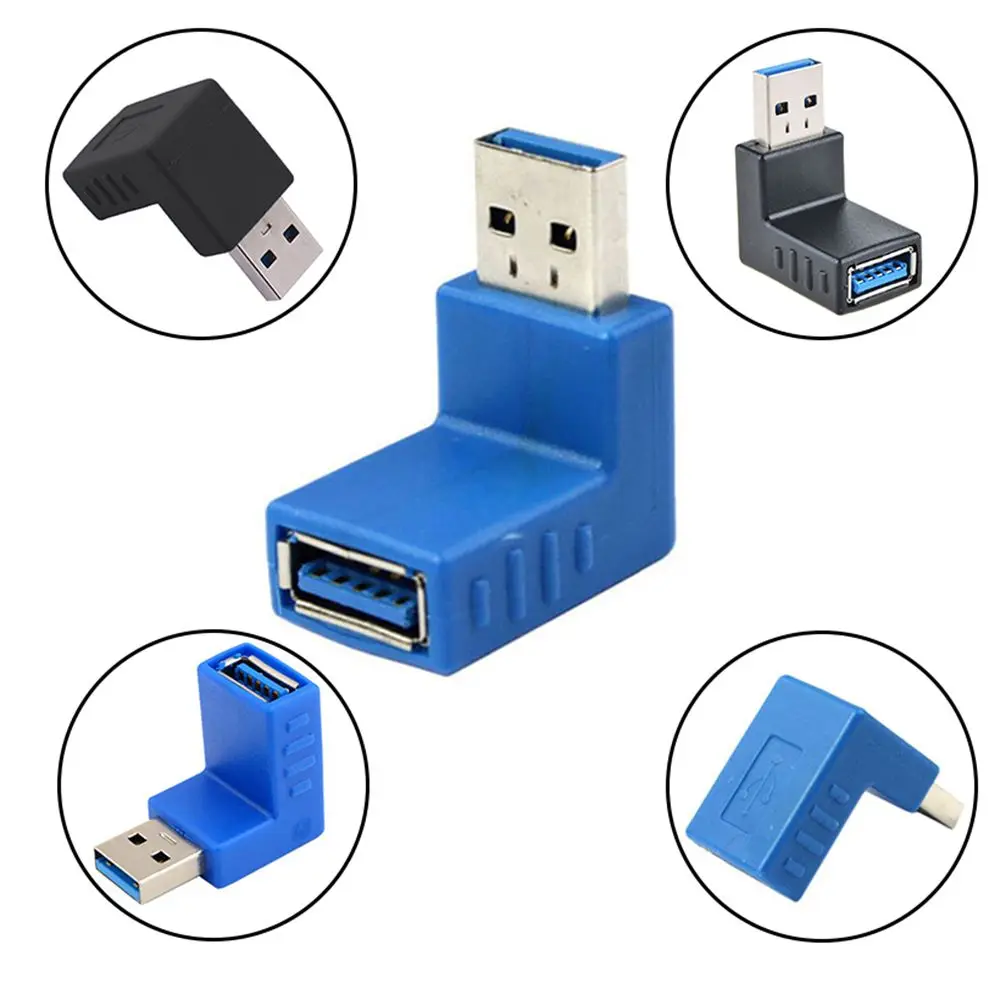 Laptop/PC Extension Coupler High Speed Right+Left Type A Male To Female Adapter Plug USB 3.0