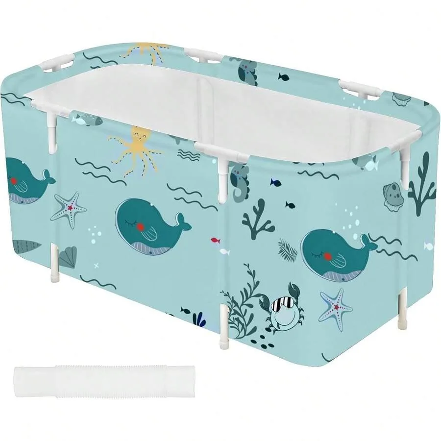 

Portable Foldable Bathtub For Adults, Soaking Standing Bath Tub For Shower Stall, Collapsible Spa Bathing Station For Travel An