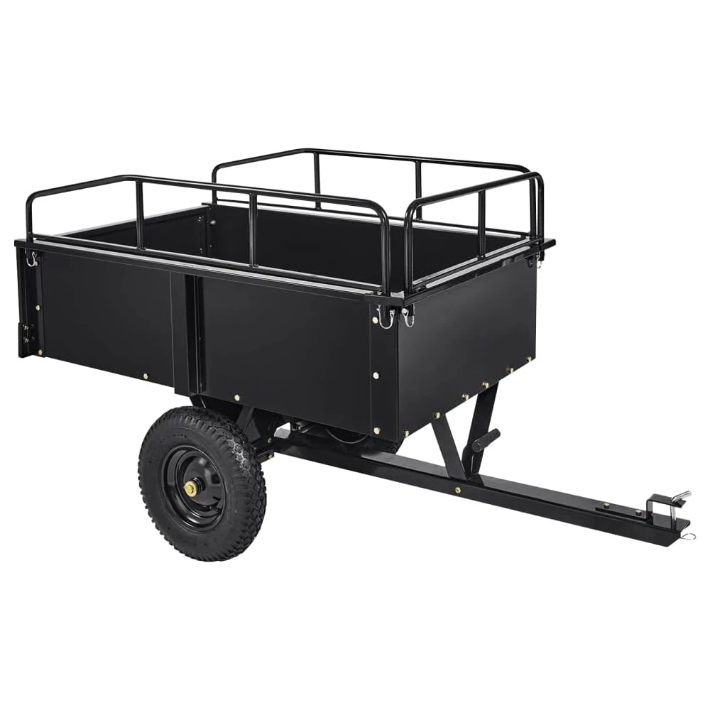 750 lbs Heavy-Duty Steel Dump Cart - 15 Cubic Feet Garden Utility Trailer with Removable Sides, Hand-Pull or Foot Pedal Dumping