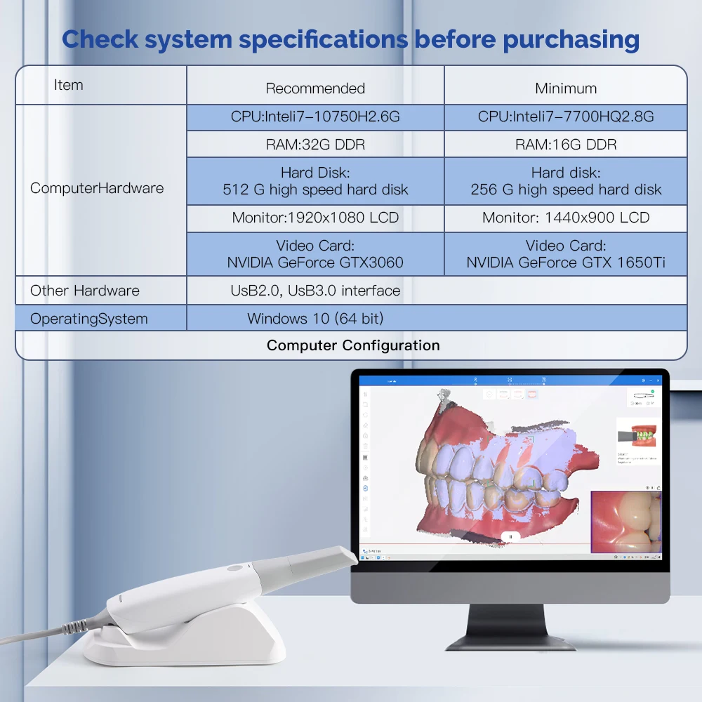 Azdent Dental Intraoral Scanner Dental 3D Scanner Digital Impression Oral Scanner CAD/CAM Imaging Free Software Dentistry Tools