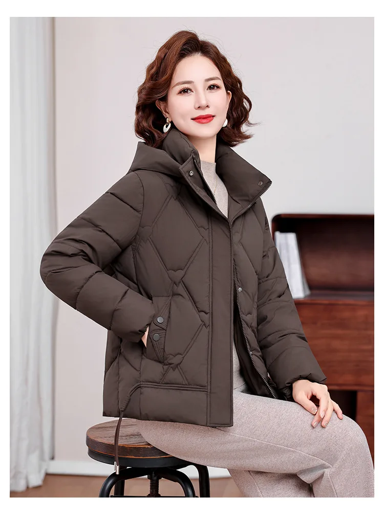 Winter Warm Thick Hooded Puffer Coat for Women L-4XL Windproof Russian Cold Weather Snow Jacket Middle Aged Mom Outerwear Cozy