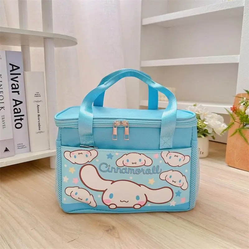 Cartoon Hello Kitty Sanrio Lunch Box Bag Kuromi My Melody Cinnamoroll Kawaii Portable Student Large Capacity Insulated Bento Bag