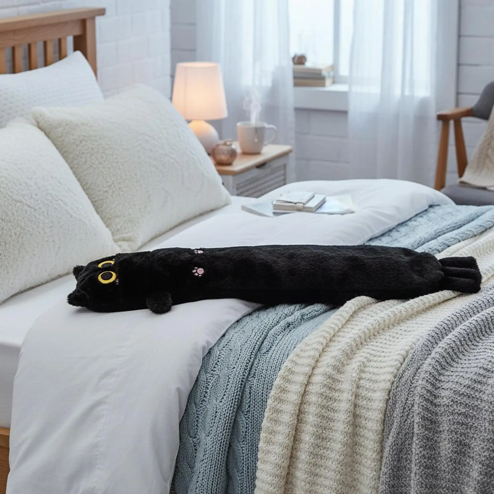 

Сумка для горячей воды, 1-литровая длинная термопакет для кошек, теплый компресс, милый чехол для горячей воды для дома, путешествий, рабочего места, кемпинга на открытом воздухе