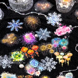 Mr. Paper, 10 Sheets/Bag Sparkling Colorful flame Snowflakes Lantern Stickers Decorative Scrapbook Phone Case Stationery Sticker