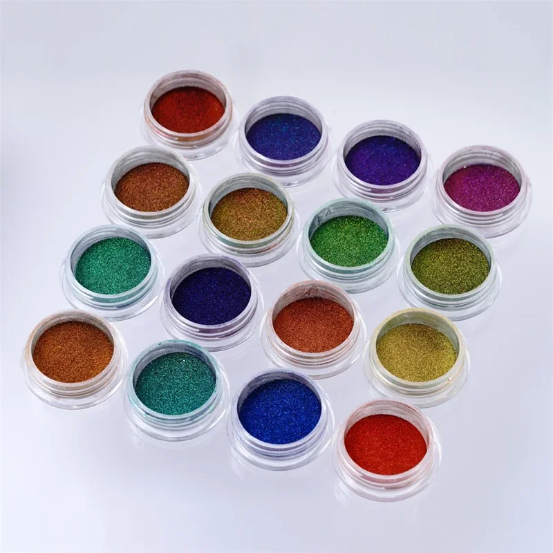 FSIXCL Nail Chrome Powder Chameleon Glitter Color Shift Effect for Manicure Decoration Metallic Mirror Iridescent Pigment Dust