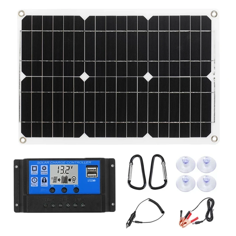 180W Portable Solar Panel Kit 12V Battery Charger With 100A LCD Controller Dual USB Port For Mobile Phone Caravan Van