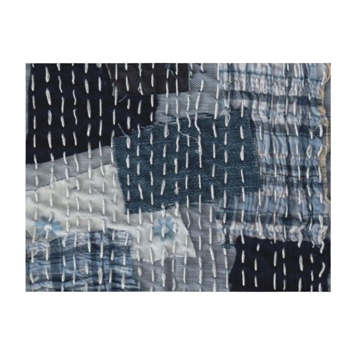 

Jean Boro sashiko handmade textile pattern Throw Blanket bed plaid Single Sofa Flannel Blankets
