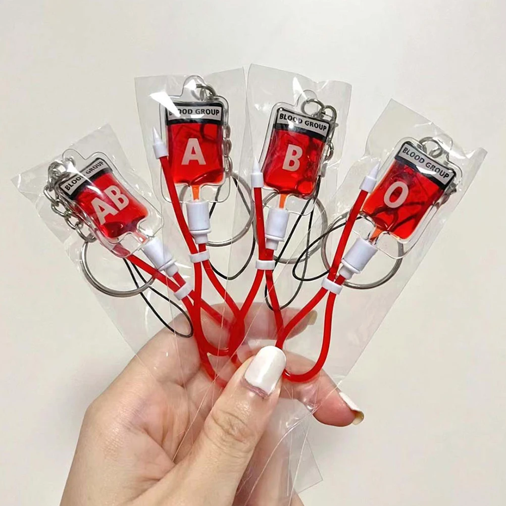 

8pcs Blood Type Key Pendant Cute Metal Accessories Stainless Steel Bag Chains Keychain Halloween Decor Party Favor Small Blood