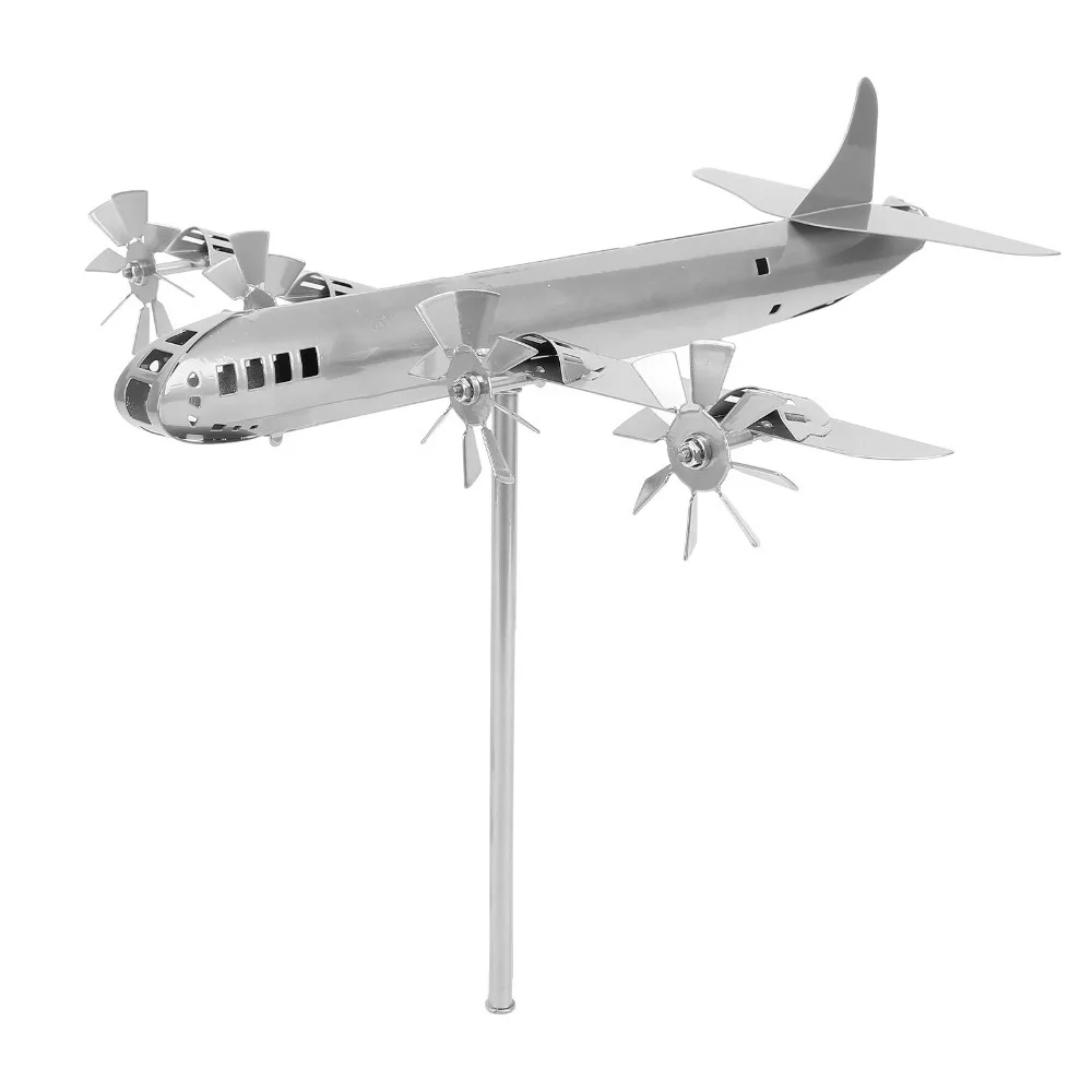 8pcs Silver Airplane Windmill Iron Rotating Sculpture Metal Wind Spinner Sturdy Construction Wind-Powered Garden Windmill Decor