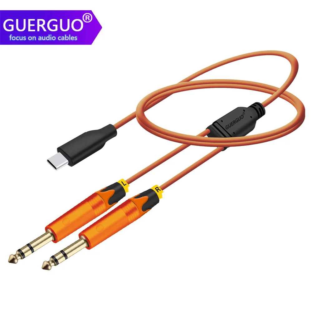 

USB C to Dual 6.35/6.5mm Stereo Y Splitter Cable,Type C to Dual 6.35mm 1/4 inch TRS Audio Cord for Laptop Link Amplifier,Speaker