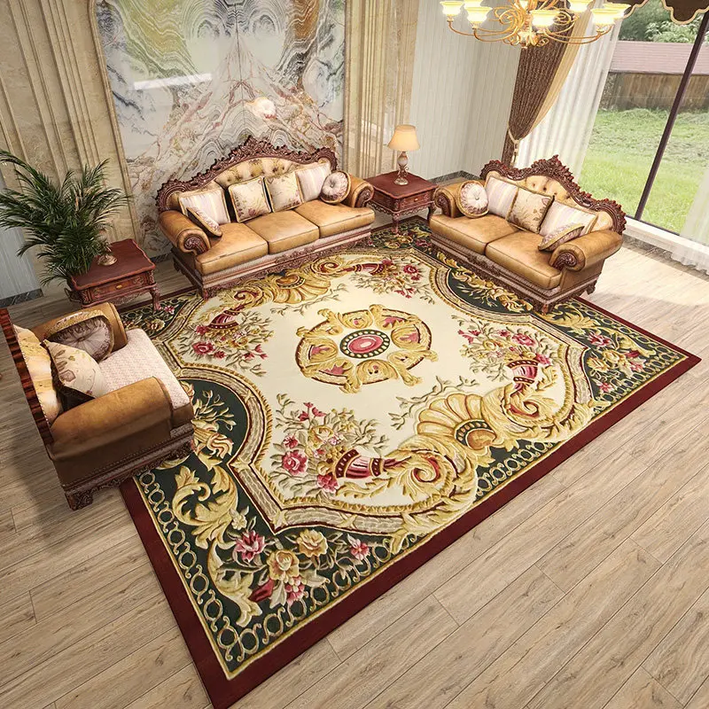 Imported Handmade Wool Carpet Living Room Europe Court Style Floor Area Rug for Study Room Thick Home Office Decor Mat Bedroom