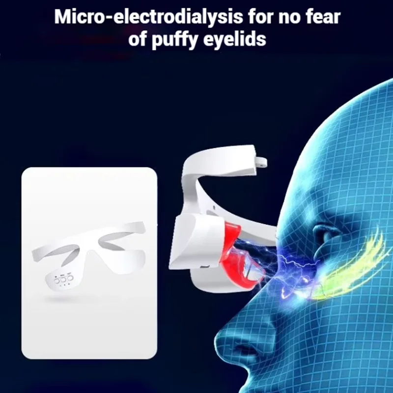 Dispositivo per la cura degli occhi a microcorrente EMS per lifting oculare 3D Impacco caldo Cerchi scuri Dispositivo per la rimozione delle rughe Sollevamento della pelle Alleviare la tensione degli occhi