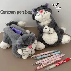 Disney'S New Cute Plush Lucifer Cat Large Capacity Pen Bag High Beauty Pencil Box Cartoon Cat Student Stationery Bag Storage Box