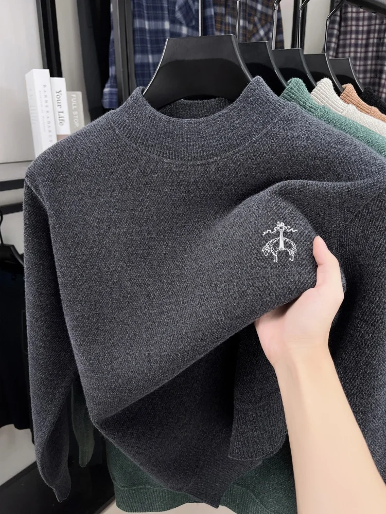 

Высококачественный модный брендовый мужской осенне-зимний новый теплый пуловер на гусином пуху, дизайнерский классический вязаный свитер с вышивкой ягненка