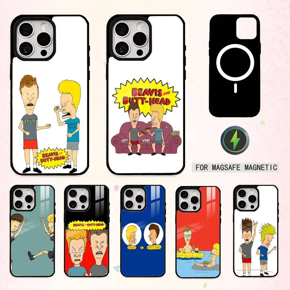 

Cartoon B-Beavis and B-Butt-head Phone Case For iPhone17,16,15,14,13,12,11 Plus,Pro Max Magnetic For Magsafe Wireless Charging