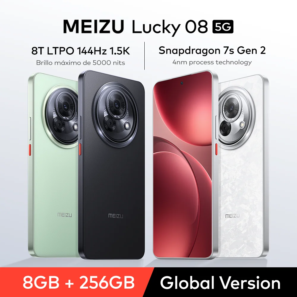 Meizu Lucky 08 الرائد 5G أندرويد 15 Flyme AI OS هاتف محمول ذكي شاشة 144 هرتز الهاتف الذكي Snapdragon 7s Gen 2 الهاتف المحمول