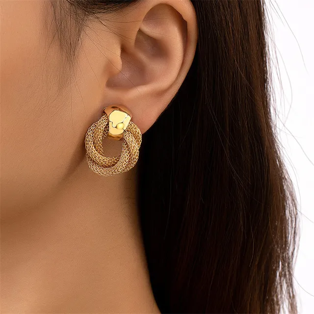 Vintage Metallic Twisted weaving Round Circle Dangle Earrings 2024 New Fashion Wedding Party Drop Earrings dla kobiecej biżuterii
