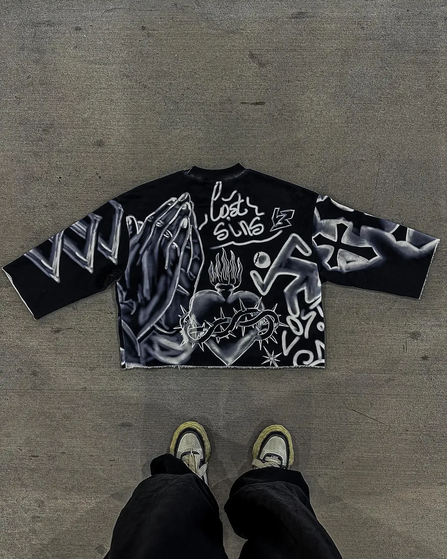 Y2k Retro Tie Dye Cross T Shirts Gothic Hip Hop Graphic Full Print