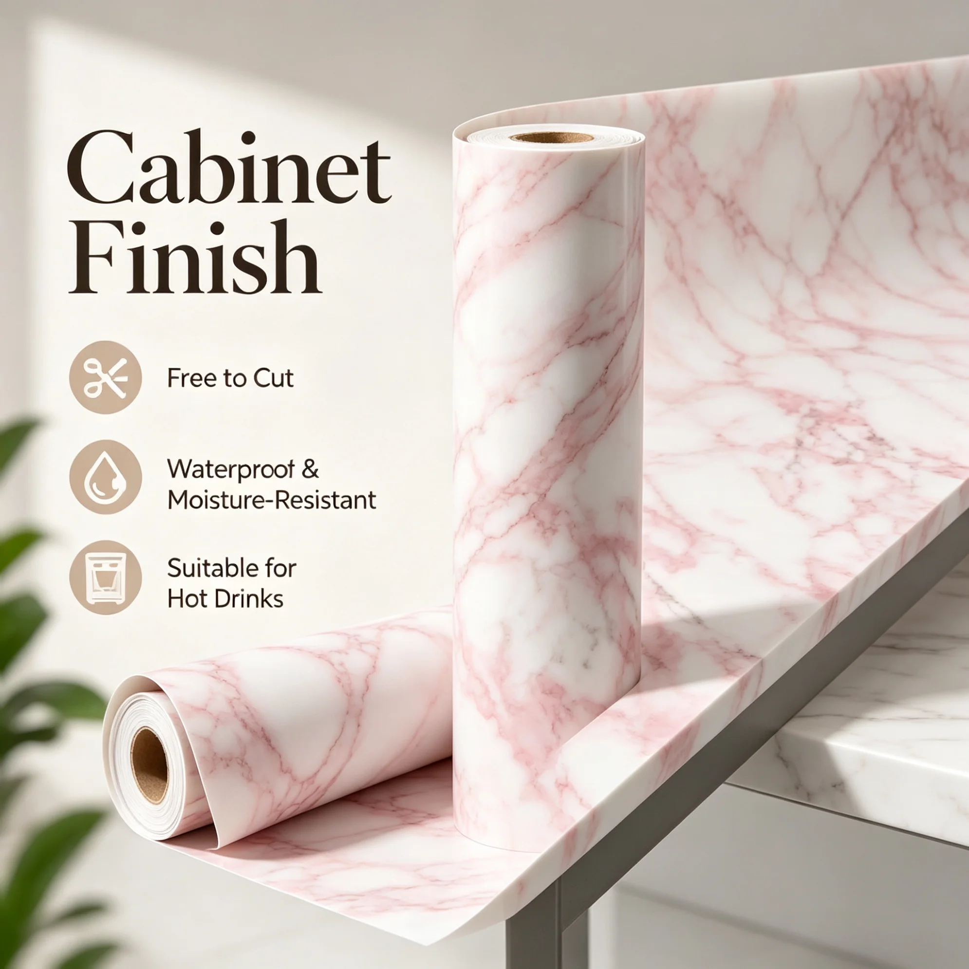 

Glossy Pink Marble Contact Paper Self-Adhesive for Kitchen Countertop Waterproof Oil-ProofGranite Wallpaper Sticker Home Decor