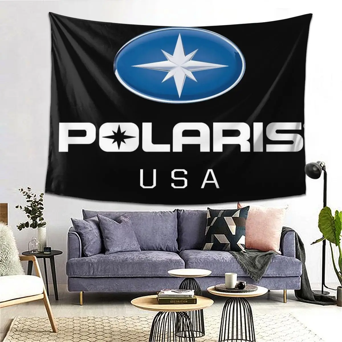 

Polaris Logo Tapestry Decoration Art Aesthetic Tapestries for Living Room Bedroom Home Wall Cloth Wall Hanging