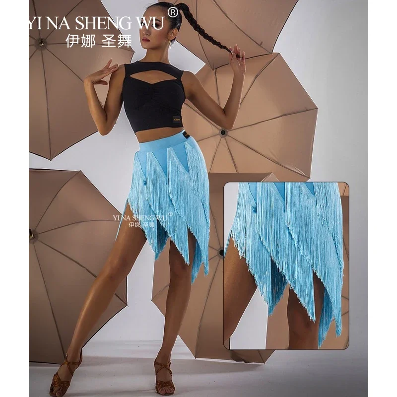 المرأة اللاتينية الرقص شرابات تنورة هامش فستان قاعة الرقص السالسا سامبا التانغو الرقص المنافسة تنورة قاعة الرقص ممارسة تنورة #3