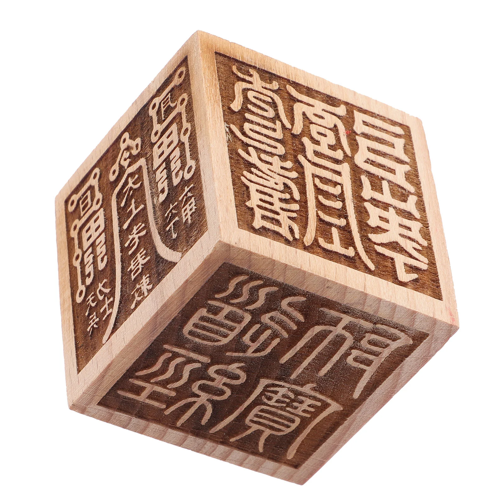 

Wooden Six Sided Seal Delicate Chinese Stamp Decorative DIY Accessory Sturdy Tabletop Sides Desktop Buddha