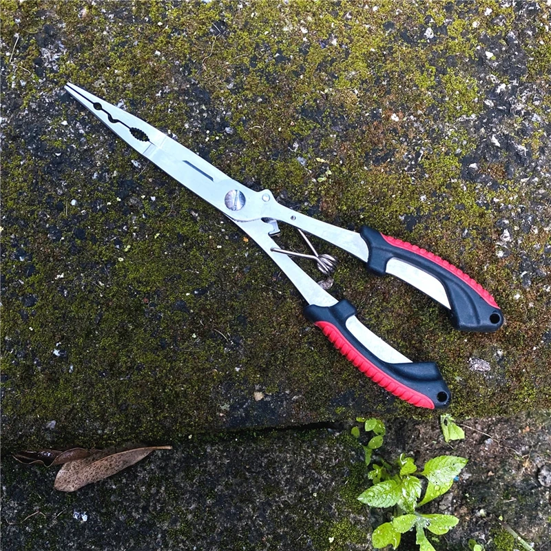 Multi-functional Fishing Pliers With Rope And Storage Bag 22cm Straight Handle Long-nose Fishing Line Scissors Fishing Tools