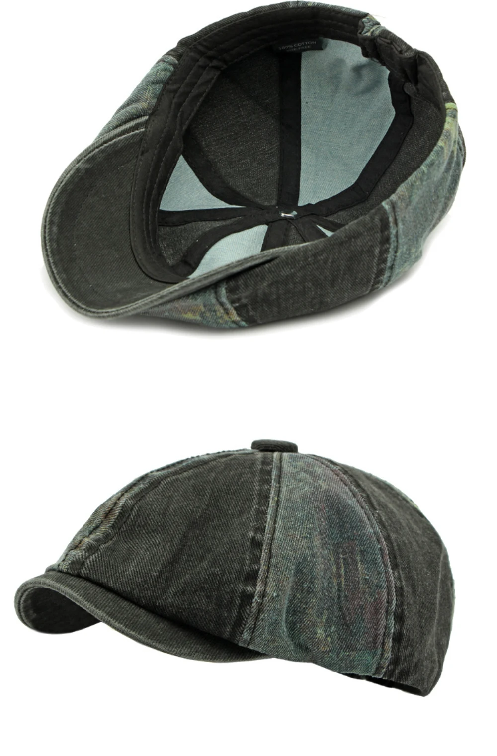 HT4789 Herren- und Damen-Baskenmützen, Neue Gewaschene Baumwoll-Flatcap, Unisex Achteckige Baskenmütze für Frühling, Sommer und Herbst, Patchwork-Baskenmütze – Detail 13