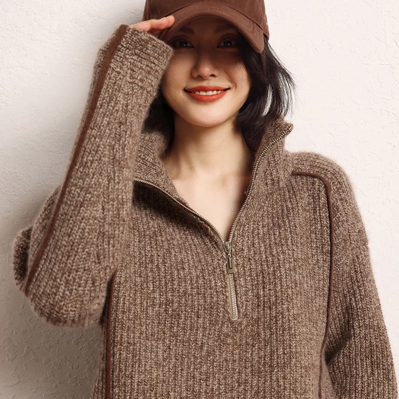 Winter Fashion Loose Thick Sweaters 100% Goat Cashmere Knitted Pullovers Hot Sale Women Soft Ladies Jumpers Clothes 2024