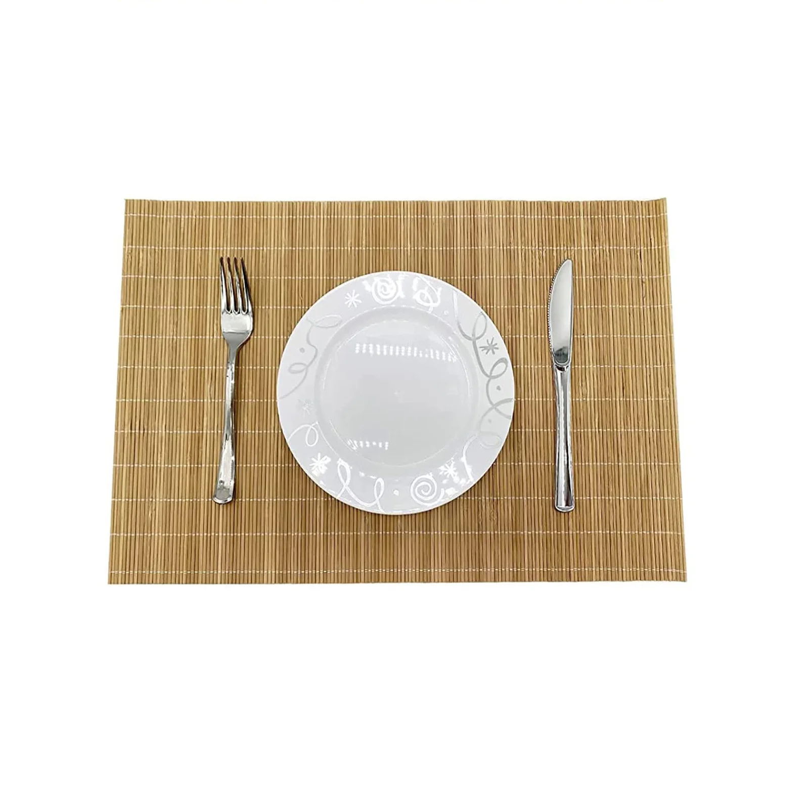 

Set of 4 Bamboo Placemats Sushi Rolling Mat Japanese Style Natural Anti-Slip,Washable Heat-Resistant Table Mats for Dining Table