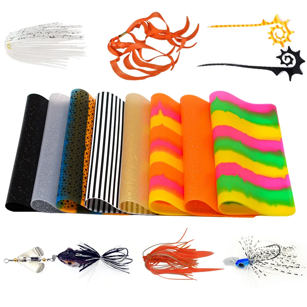 MNFT 5 Sheets Soft Fly Tying Silicone Film Wiggle Tail Making for Pike Bass Perch Large Trout Fishing Accessories Materials