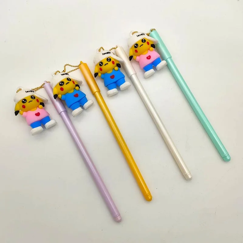 20pcs/lot Pokemon Kawaii Pikachu Pendant Gel Pen Cute 0.5mm Black ink Neutral Pens Promotional Gift Office School Supplies