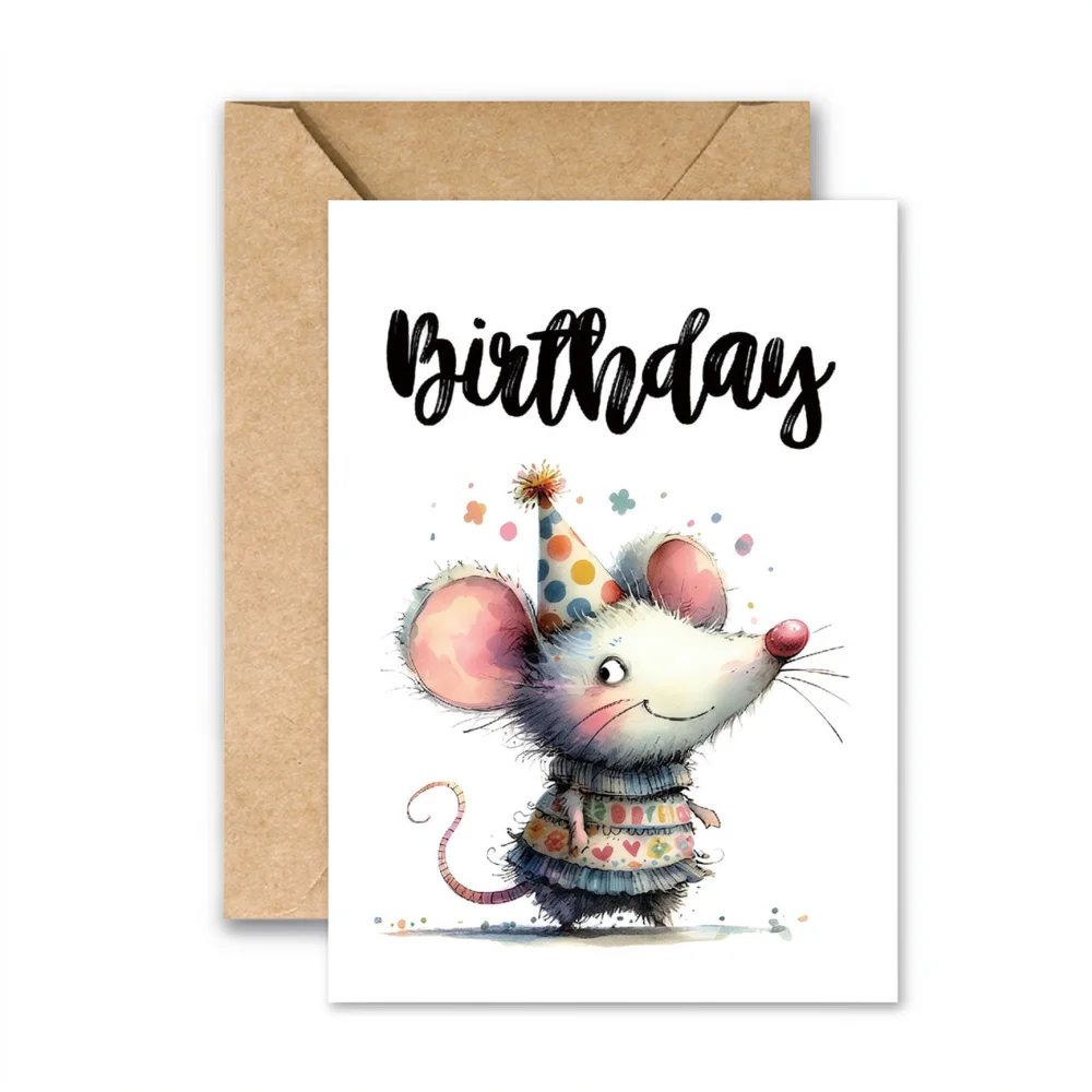 Creative Abstract Animal Birthday Greeting Card Funny Cartoon Illustration Note Card Gift For Party Celebration Friends