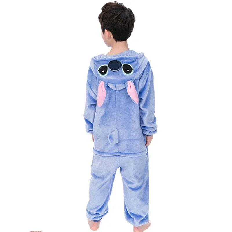 Kids Lilo Stitch Cosplay Costumes Jumpsuit Kigurumi Pajamas Stitch Cute Child Hooded Sleepwear Halloween Boys Girls Clothes