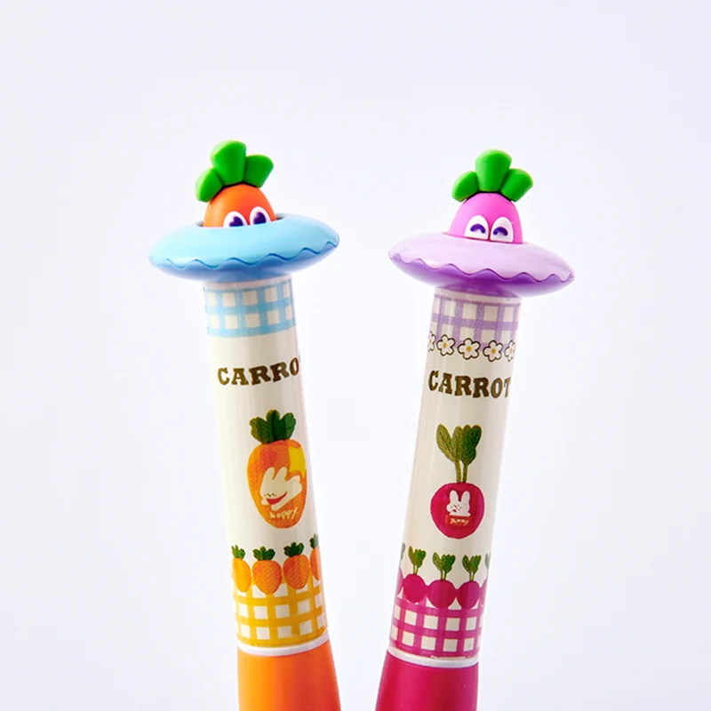 2 Stück Space Twist Pen – Entdecken Sie die Radieschen-Serie, biegsamer Cartoon-Stift, kreatives Schreibwaren zum Stressabbau, lustiges Schreibwerkzeug