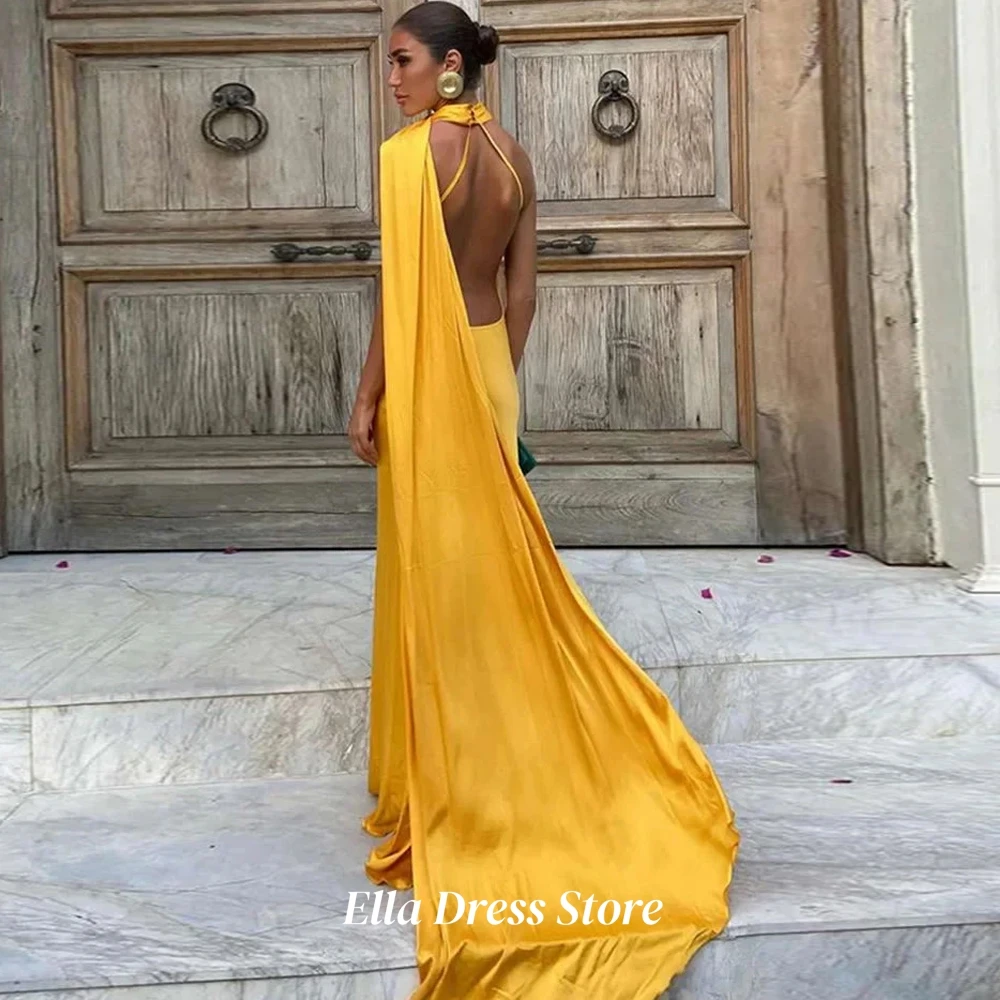 Customized Mermaid Simple Green Satin Evening Dress Modern Halter Homecoming Dresses Luxury Ruched Special Occasion Gowns