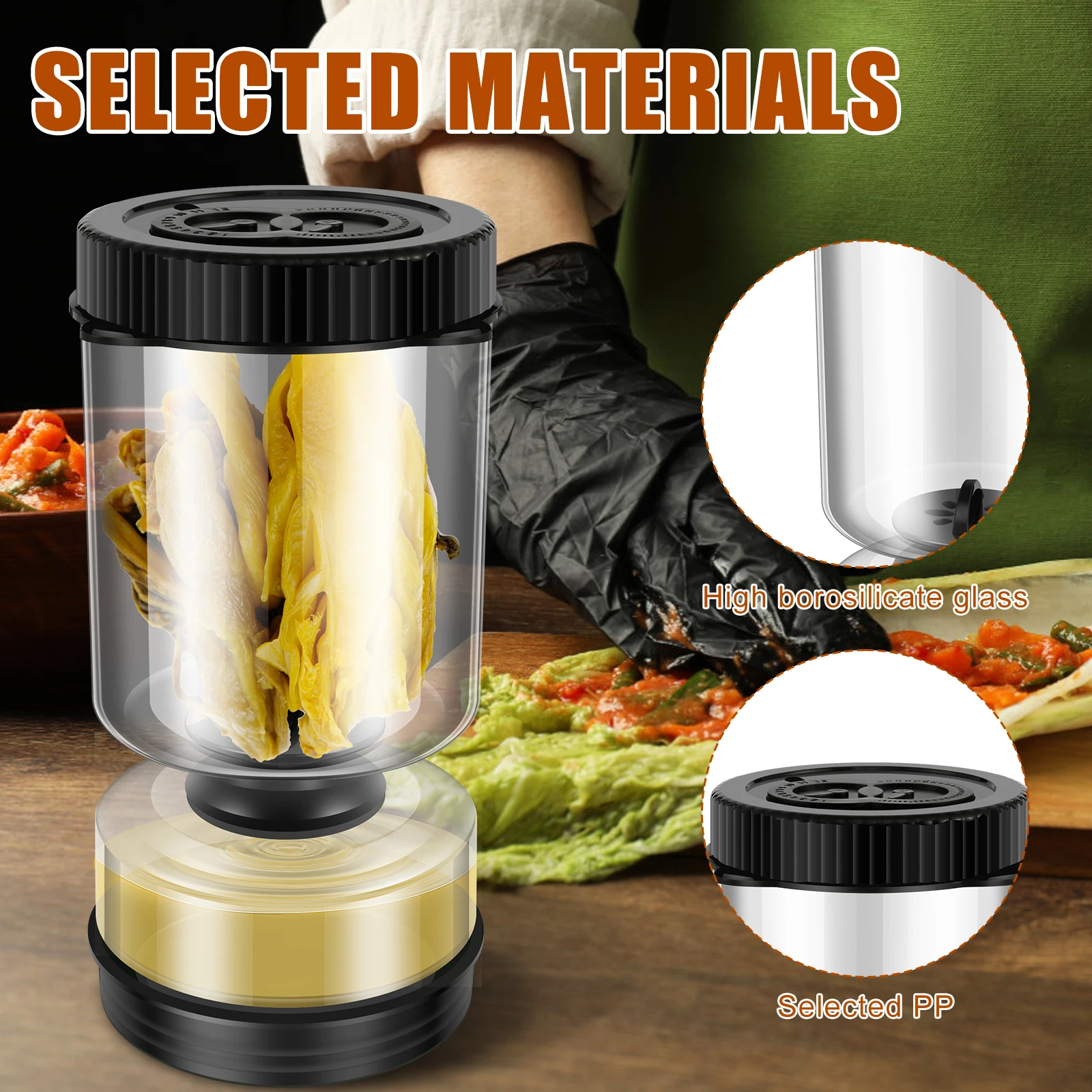 Pickle Jar Hourglass Olive and Pickle Dry-wet Separator Jar with Strainer Flip Carrot Pickle Container for Airtight Food Storage
