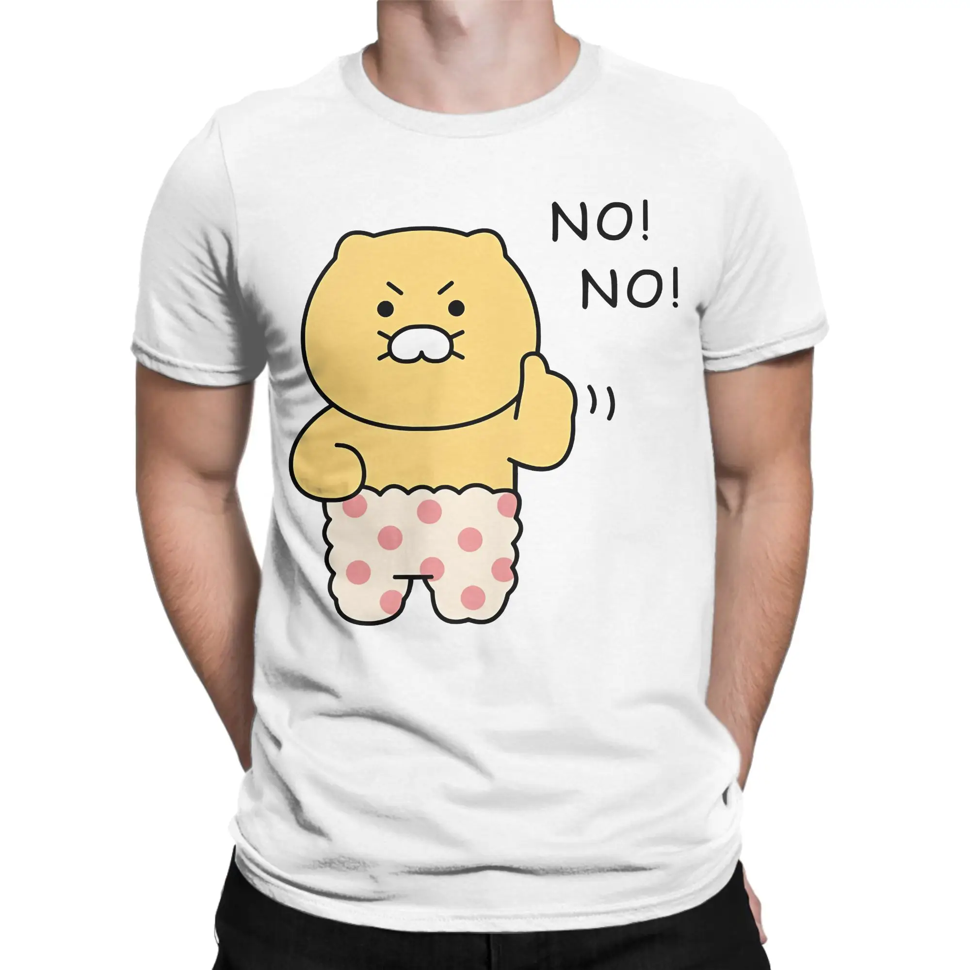 KaKao Friends Choonsik is a homebody T-Shirt for Men  Vintage Cotton Tee Shirt Round Collar Short Sleeve T Shirt Plus Size Tops