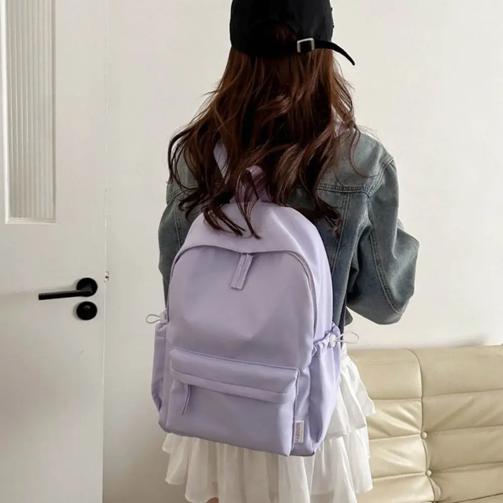 Zaino semplice in tinta unita, confezione piccola, tinta unita, stile coreano, borsa a tracolla per studenti, zaino casual, regalo