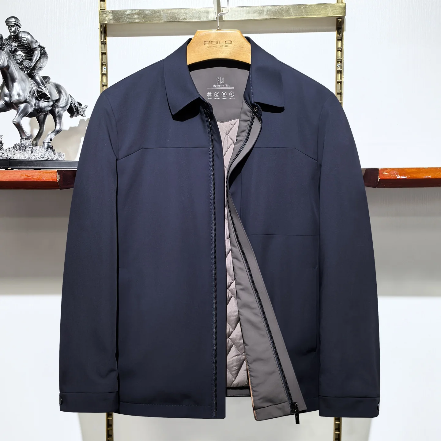 

Теплая однотонная хлопковая куртка для мужчин среднего возраста, деловой стиль, с длинным рукавом, на молнии, повседневная модная зимняя куртка