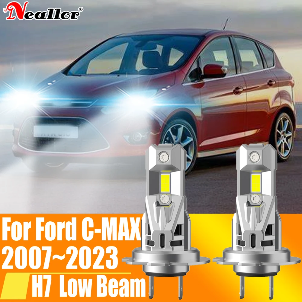 2pcs High Power H7 Led Headlight Canbus No Error H18 Car Bulb 6000K White Light Moto Diode Lamp 12v 55w For Ford C-MAX 2007~2023