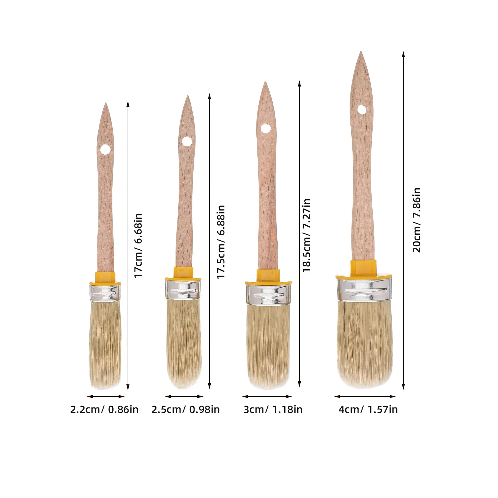 4 pcs Wall Paint Brushes Painting Handle Furniture Set Halloween Christmas New Year Art Paint Brush Set Brush Oil Paint Oval