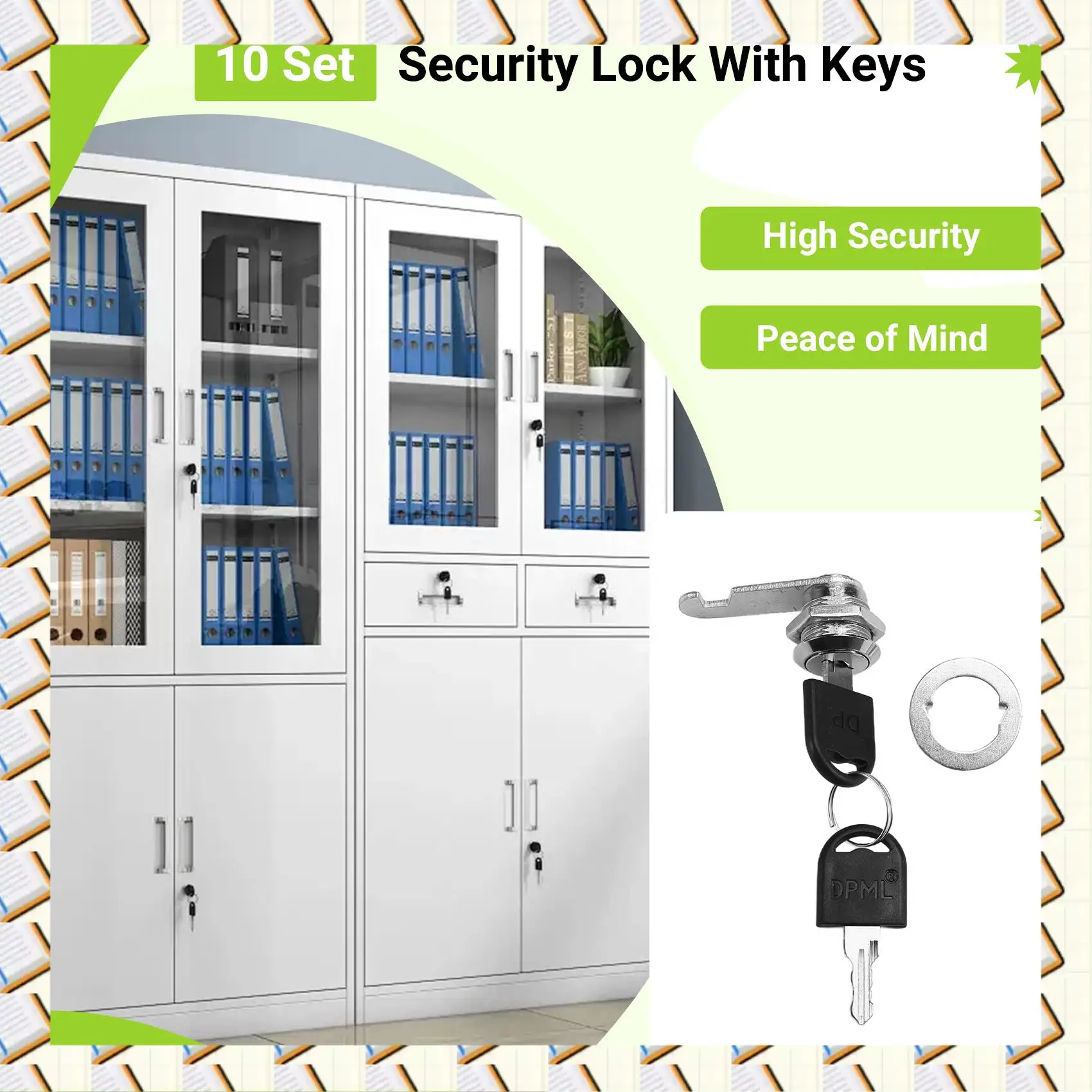 

A14M 10 Set Security Lock Metal Cylinder Cabinet Locker Cam Lock With Keys Security Mailbox Lock Drawer 16Mm