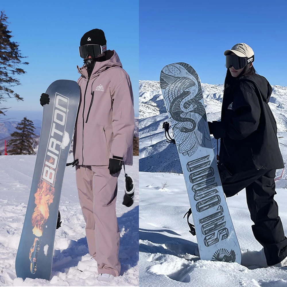 -30 ℃   سترة + السراويل بدلة تزلج النساء سماكة على الجليد الإناث وزرة الشتاء يندبروف مقاوم للماء تنفس الملابس التزلج