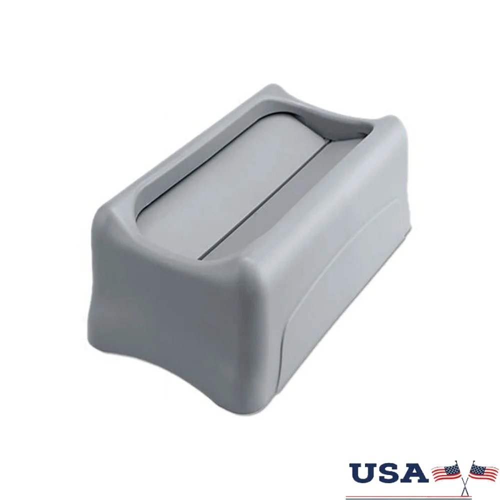 

Качающаяся крышка, мусорный бак, 23-галлон, пластиковая мусорная корзина для использования в помещении и на открытом воздухе, легкое удаление, скрытый мусор, серый прямоугольный дизайн