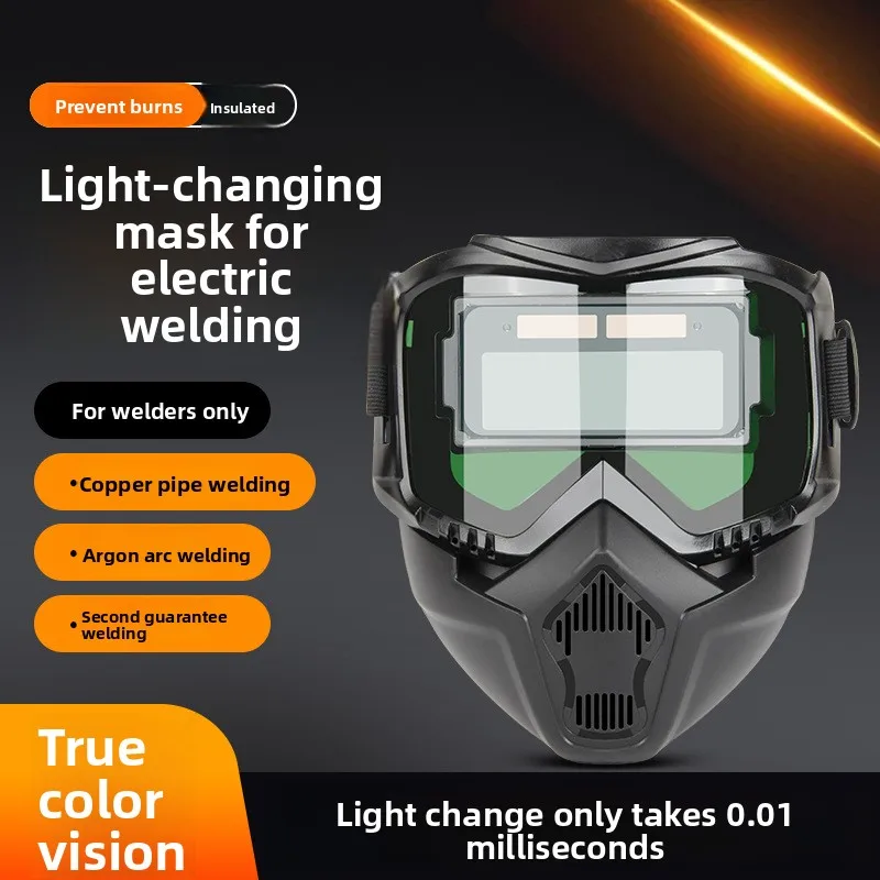 Masque de soudage à lumière Variable automatique Harley monté sur la tête, masque de protection Anti-éblouissement pour soudeur, capuchon de soudage fendu amovible