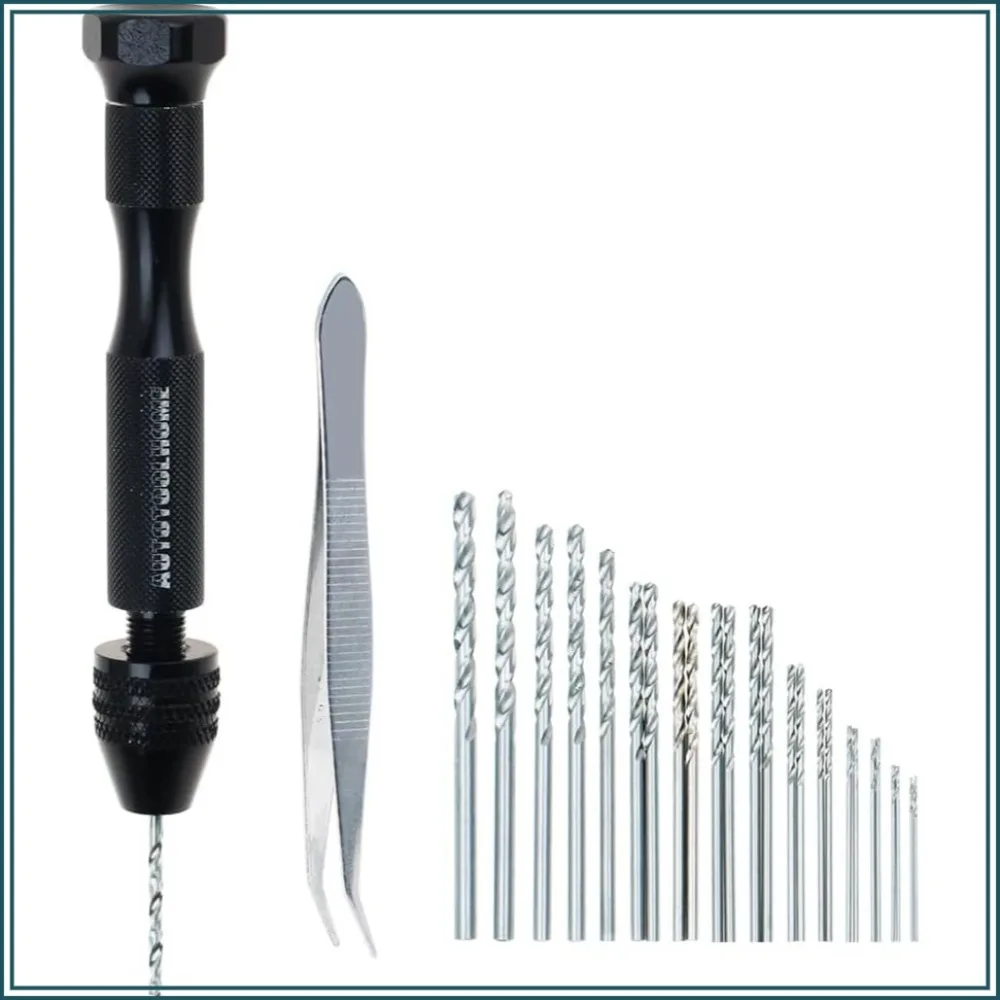 Precision Pin Vise Hand Drill with 25pcs Micro Twist Drill Bits Set (0.5-3.0mm) for PCB, Metal, Wood, Jewelry, Plastic, Resin DIY
