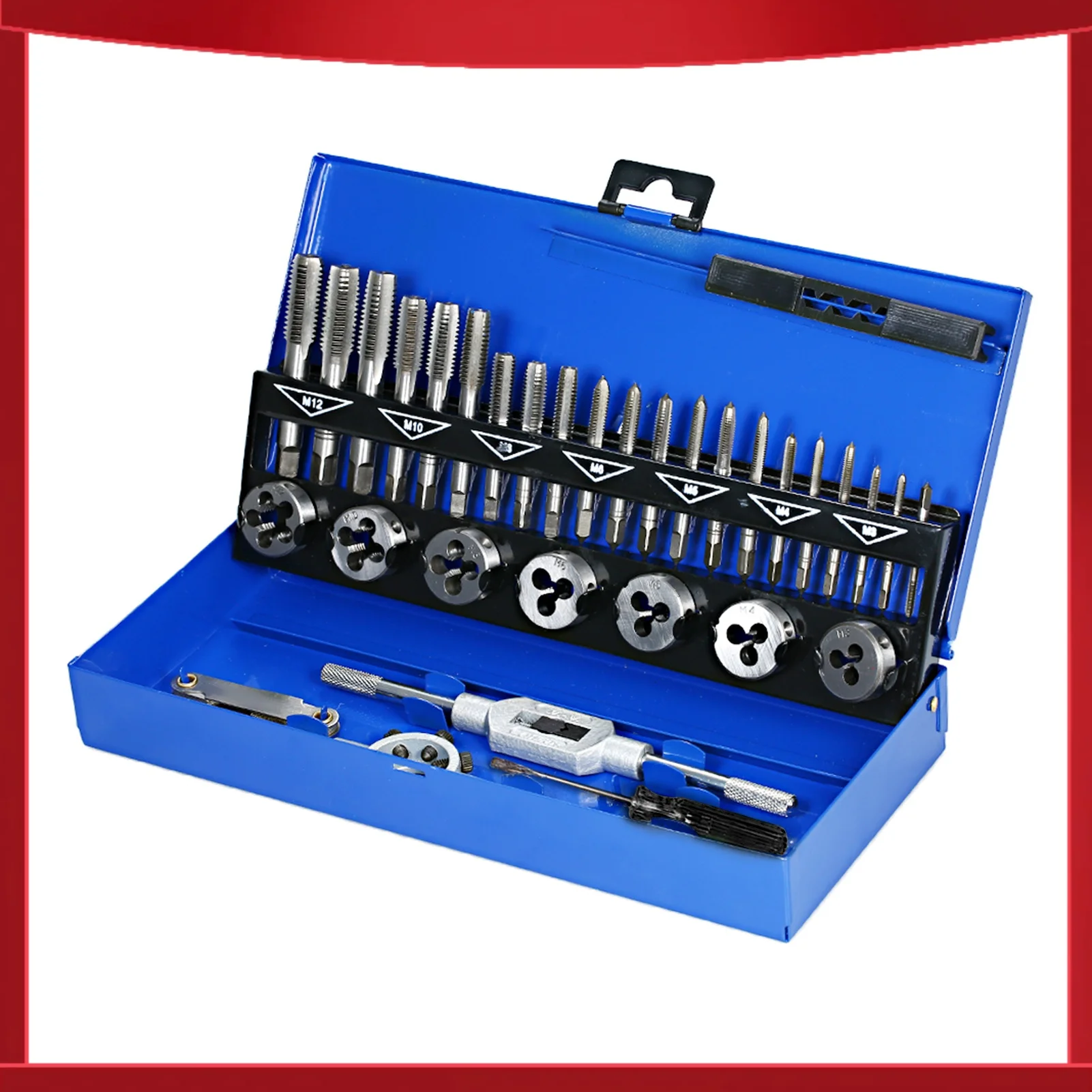 

32 PCS HSS Tap and Die Set Metric Wrench Cut M3-M12 Hand Threading Tool Tungsten Carbide Tap Die Screw Thread Making Tool