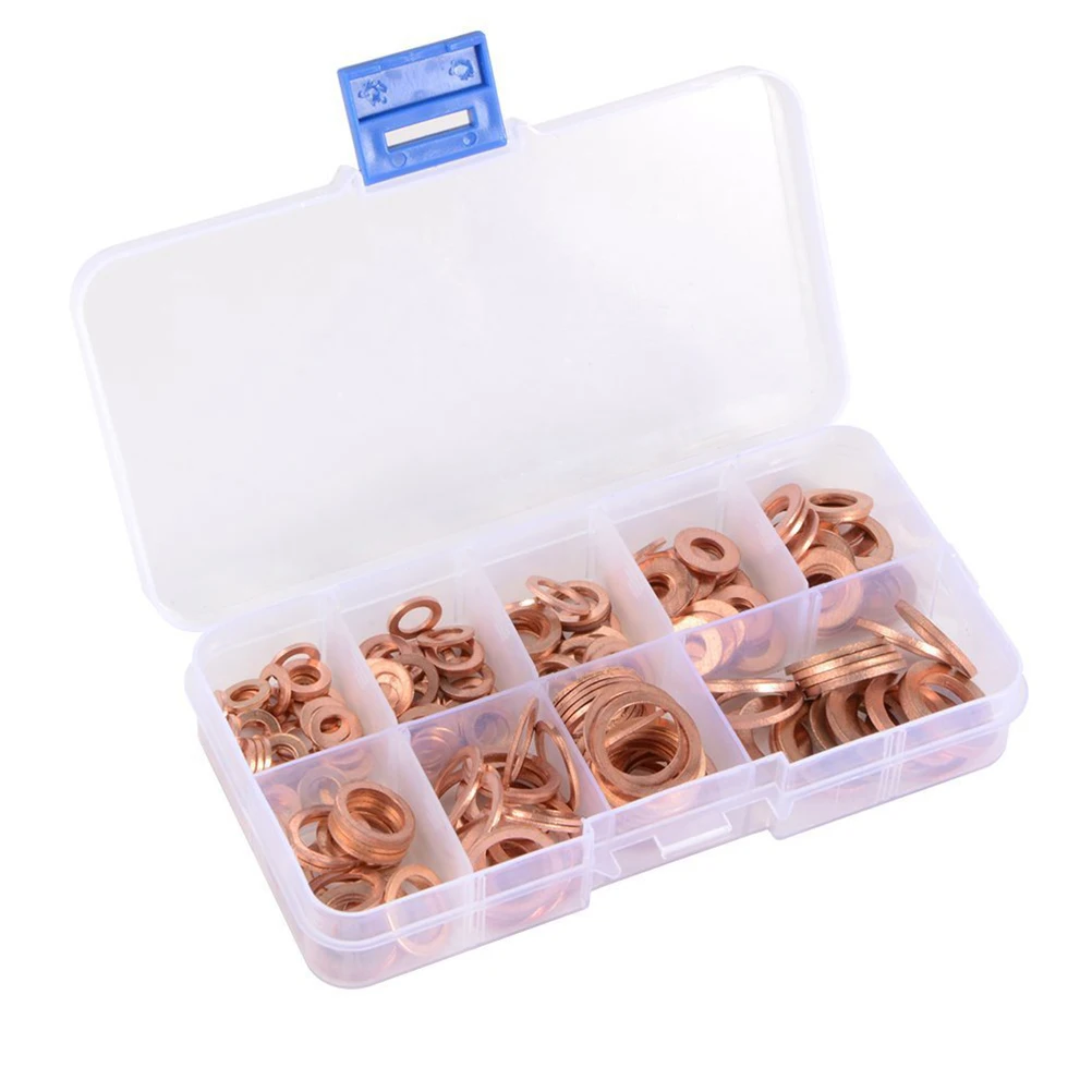 

200pcs Copper Sealing Ring Set Flat Washer Oil Plugging Hydraulic Fittings Accessories Thermal Electrical Conductivity